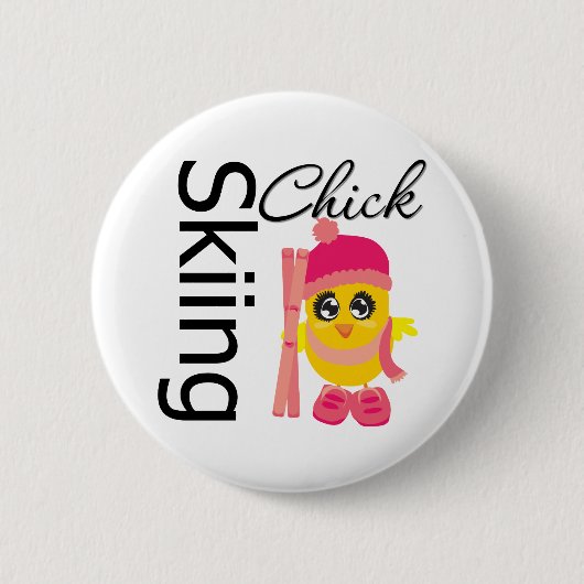 Skiing Chick Ronde Button 5,7 Cm (Voorkant)