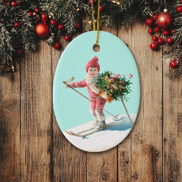 Skiing Child Delibera KerstBouquet Keramisch Ornament