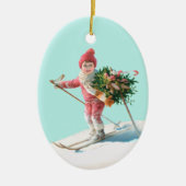 Skiing Child Delibera KerstBouquet Keramisch Ornament (Voorkant)