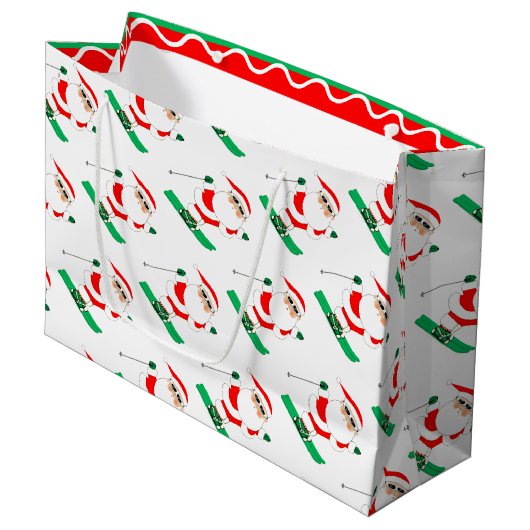 Skiing Christmas Holiday Groot Cadeauzakje (Voorkant Gekanteld)