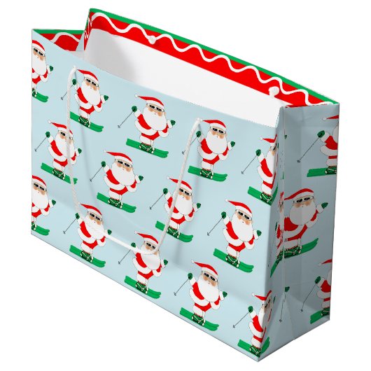 Skiing Christmas Holiday Groot Cadeauzakje (Voorkant Gekanteld)