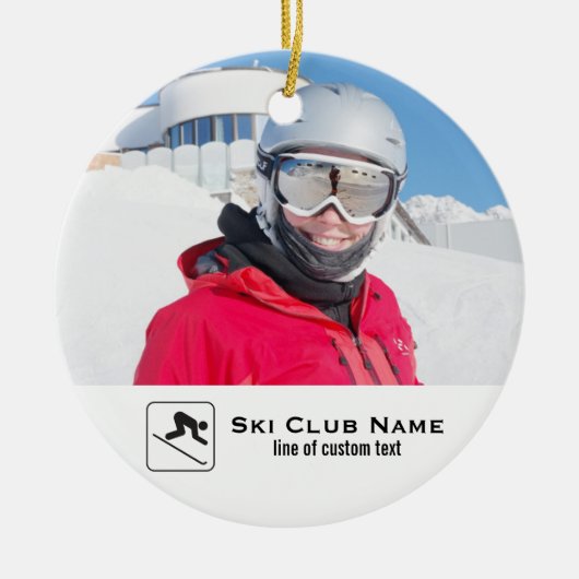 Skiing Club Ski Team Skier Custom Photo Collage Keramisch Ornament (Voorkant)
