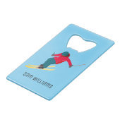 Skiing Creditkaart Flessenopener (Voorkant Gekanteld)