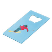 Skiing Creditkaart Flessenopener (Achterkant Gekanteld)