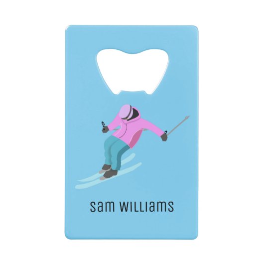 Skiing Creditkaart Flessenopener (Voorkant)