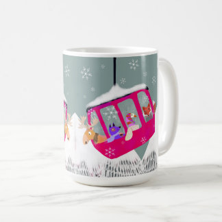 Skiing Cute Animal Friends in Gondola Mug Koffiemok
