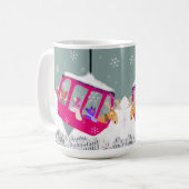 Skiing Cute Animal Friends  in Gondola Mug Koffiemok (Voorkant links)