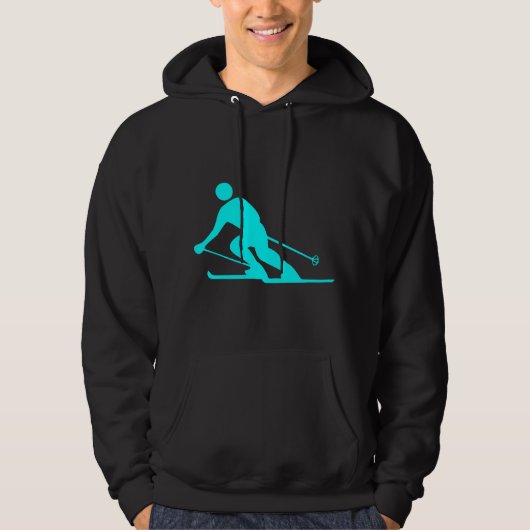 Skiing - Cyaan Hoodie (Voorkant)
