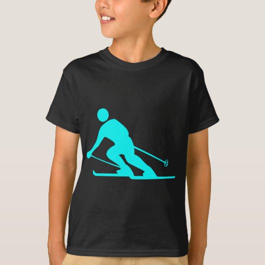 Skiing - Cyaan T-shirt (Voorkant)