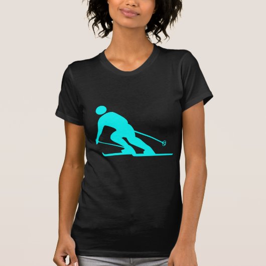Skiing - Cyaan T-shirt (Voorkant)