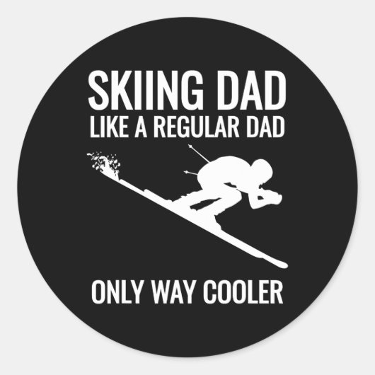 Skiing Dad - als een gewone vader, maar veel koele Ronde Sticker (Voorkant)