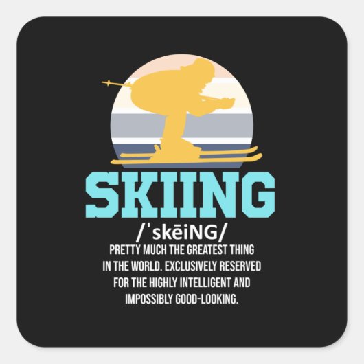 Skiing Definition Ski Skier Snowboard Winter Vierkante Sticker (Voorkant)