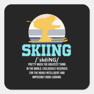 Skiing Definition Ski Skier Snowboard Winter Vierkante Sticker