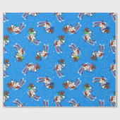 Skiing Dog Pattern Cadeaupapier (Vlak)