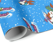 Skiing Dog Pattern Cadeaupapier (Rol Hoek)
