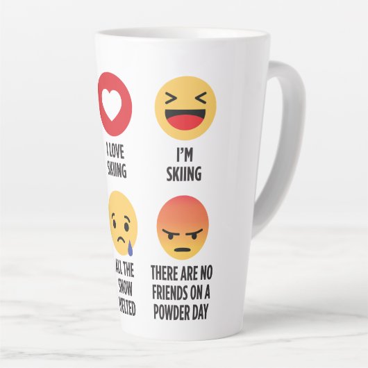 Skiing Emojis Latte Mok (Rechterhoek)
