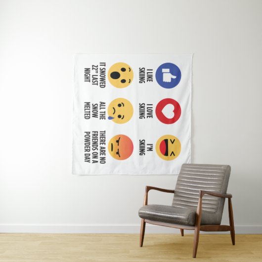 Skiing Emojis Wandkleed (In Situ (horizontaal))