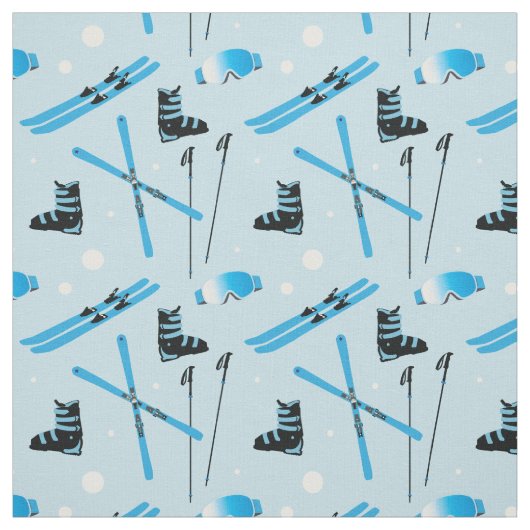 Skiing Equipment Skis Boots and Poles Pattern Stof (Swatch)