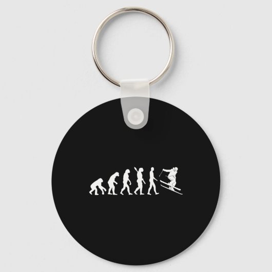 Skiing Evolution Funny Skier Freestyle Ski Winter Sleutelhanger (Voorkant)