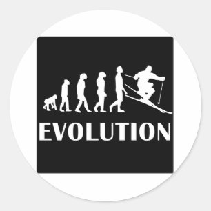 Skiing Evolution Ronde Sticker