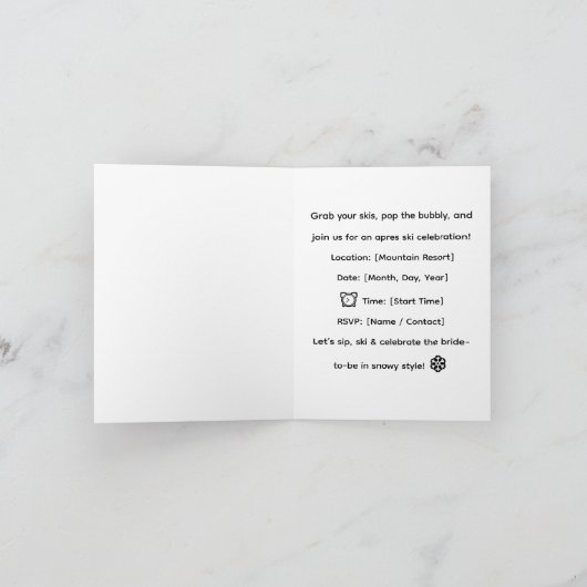 Skiing for Bride on slope Bachelorette Party  (Binnen)