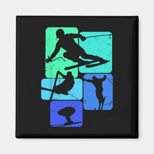 Skiing For Skiier Retro Mens Ski Magneet (Voorkant)