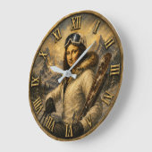 Skiing Funny Mona Lisa Skier Gift Grote Klok (Hoek)