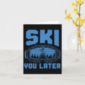 Skiing Funny Ski je later Winter Skier Kaart (Gele Bloem)