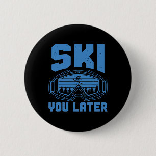 Skiing Funny Ski je later Winter Skier Ronde Button 5,7 Cm