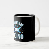 Skiing Gift | Ik zou liever gaan zeuren Tweekleurige Koffiemok (Voorkant rechts)