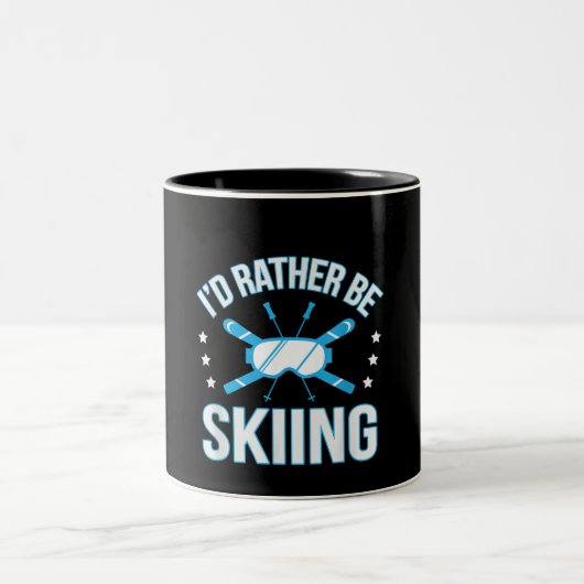 Skiing Gift | Ik zou liever gaan zeuren Tweekleurige Koffiemok (Center)