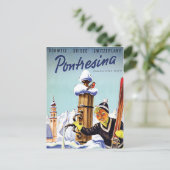 Skiing girl in Pontresina, Zwitserland Briefkaart (Staand voorkant)