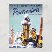 Skiing girl in Pontresina, Zwitserland Briefkaart (Voorkant)