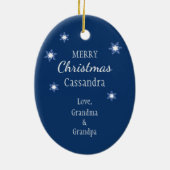 Skiing Gnome Op zoek naar Santa Kinderen Keramisch Ornament (Achterkant)