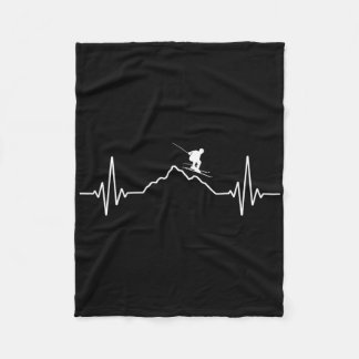 Skiing Heartbeat Ski Gift For Skiers _2  Fleece Deken