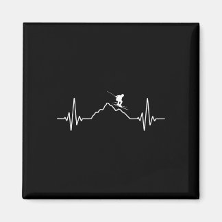 Skiing Heartbeat Ski Gift For Skiers _2  Magneet