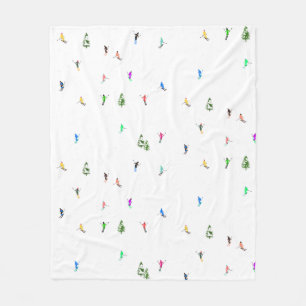 Skiing Illustratie bij holiday Alpine Skiers Fleece Deken