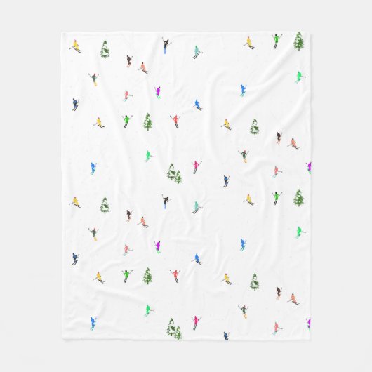 Skiing Illustratie bij holiday Alpine Skiers Fleece Deken (Voorkant)