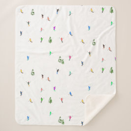 Skiing Illustratie bij holiday Alpine Skiers Sherpa Deken