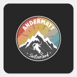 Skiing in Andermatt - Zwitserland Vierkante Sticker