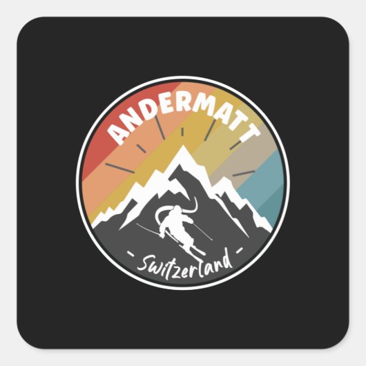 Skiing in Andermatt - Zwitserland Vierkante Sticker (Voorkant)