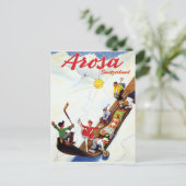 Skiing in Arosa, Zwitserland Briefkaart (Staand voorkant)
