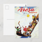 Skiing in Arosa, Zwitserland Briefkaart (Voorkant / Achterkant)