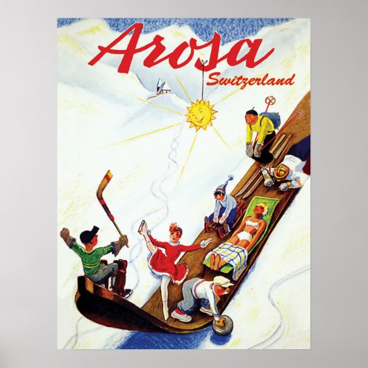 Skiing in Arosa, Zwitserland Poster (Voorkant)