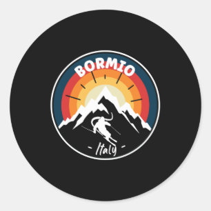 Skiing in Bormio Italië  Ronde Sticker