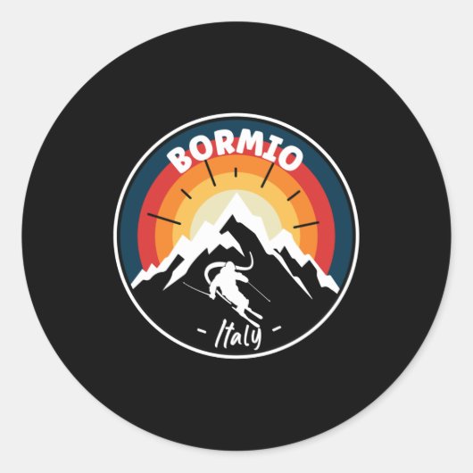 Skiing in Bormio Italië  Ronde Sticker (Voorkant)