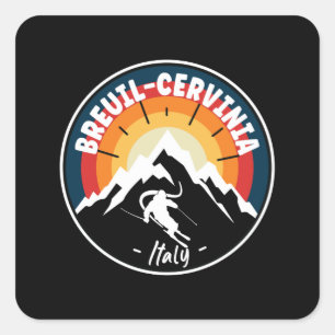 Skiing in Breuil-Cervinia, Italië,  Vierkante Sticker