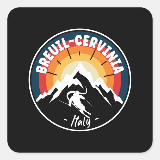 Skiing in Breuil-Cervinia, Italië,  Vierkante Sticker (Voorkant)