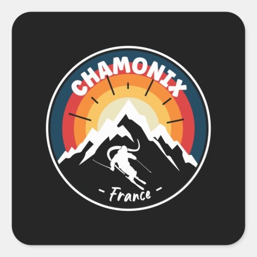 Skiing in Chamonix France  Vierkante Sticker (Voorkant)