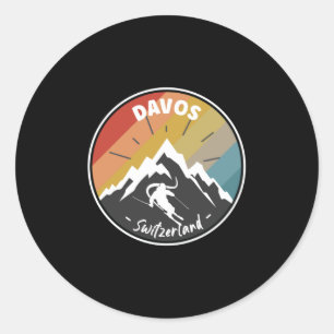 Skiing in Davos - Zwitserland Ronde Sticker